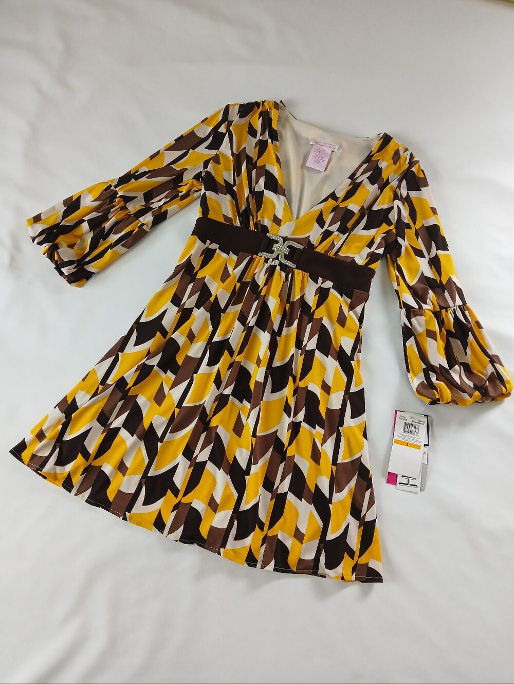 NWT New Morgan 4 Ever Bubble Sleeve V-neck Dress